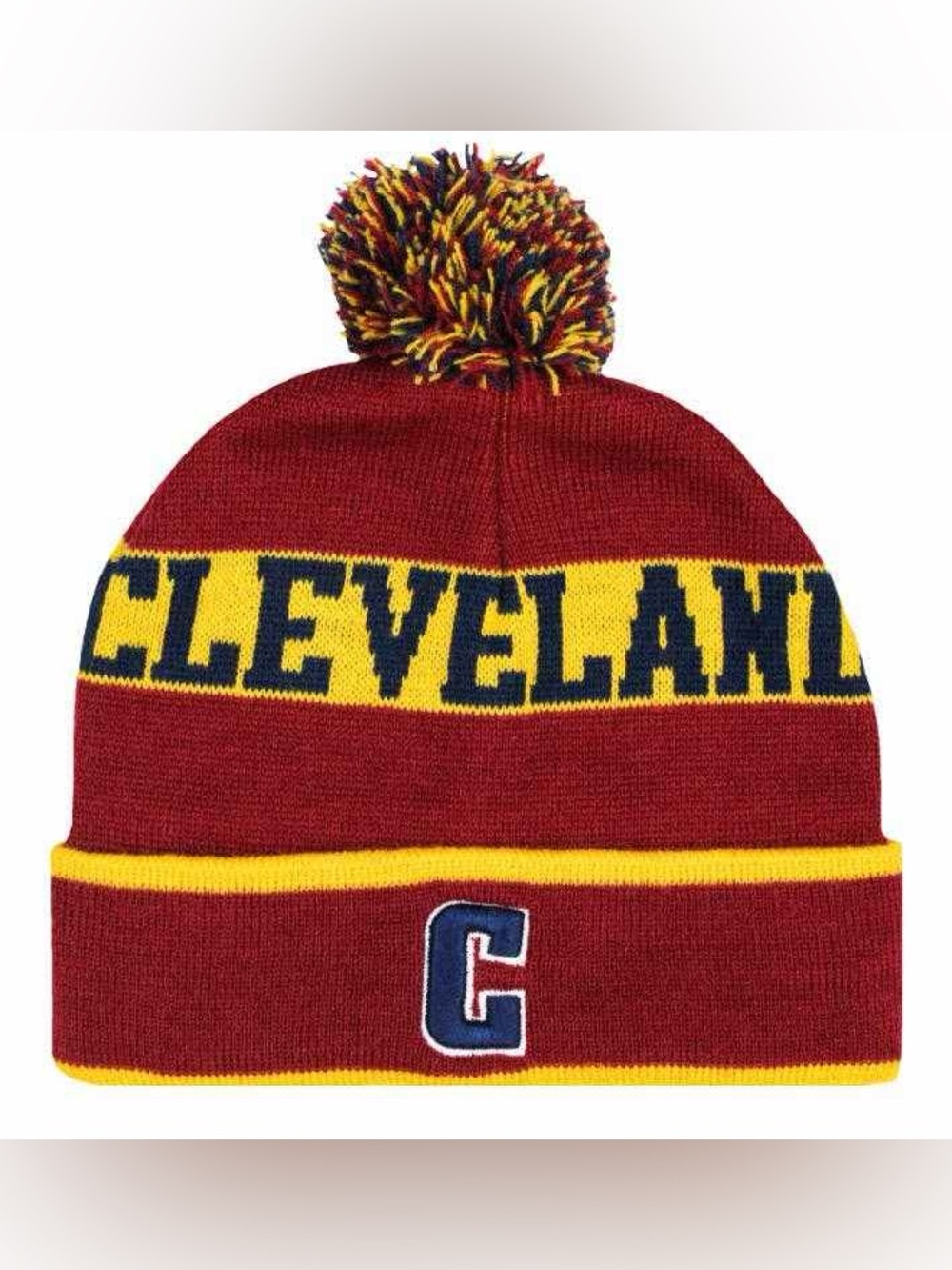 Cleveland Cavs - Maroon and Gold Pom Beanie Hat